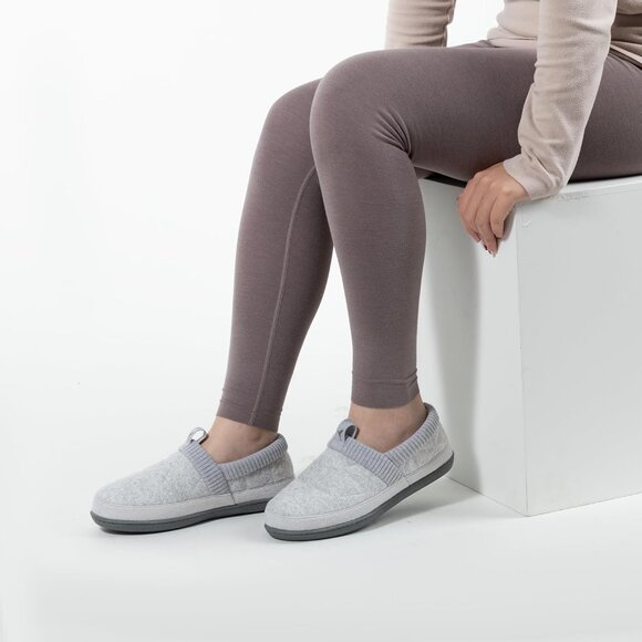 Women's Closed Back Knit Cuff Warm Gray Lining Memory Foam Sole Slippers Boot - Picture 6 of 6